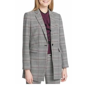 Calvin Klein Womens Glen One Button Blazer